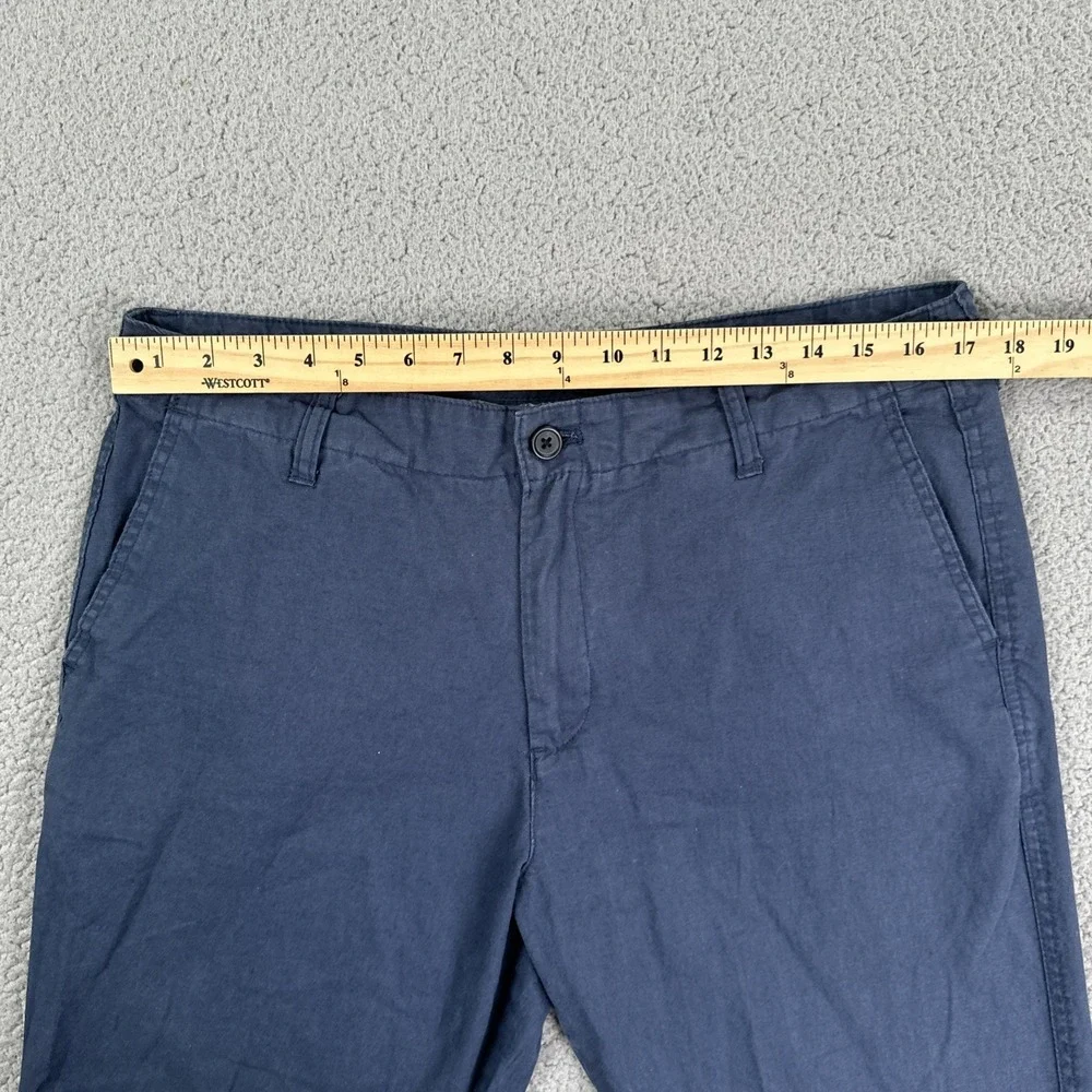 Banana Republic Linen Cotton Pants Men 34x30 Hague Blue Flap Pocket Breathable